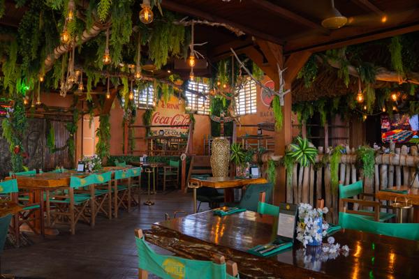 Atmospheric lighting creates a warm and intimate dining experience.